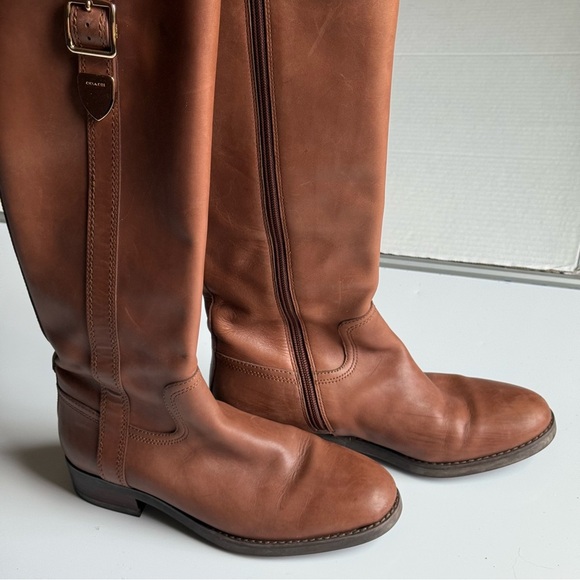 Coach Easton Semi Matte Calf Boots in Dark Saddle Size 6B - Picture 2 of 15